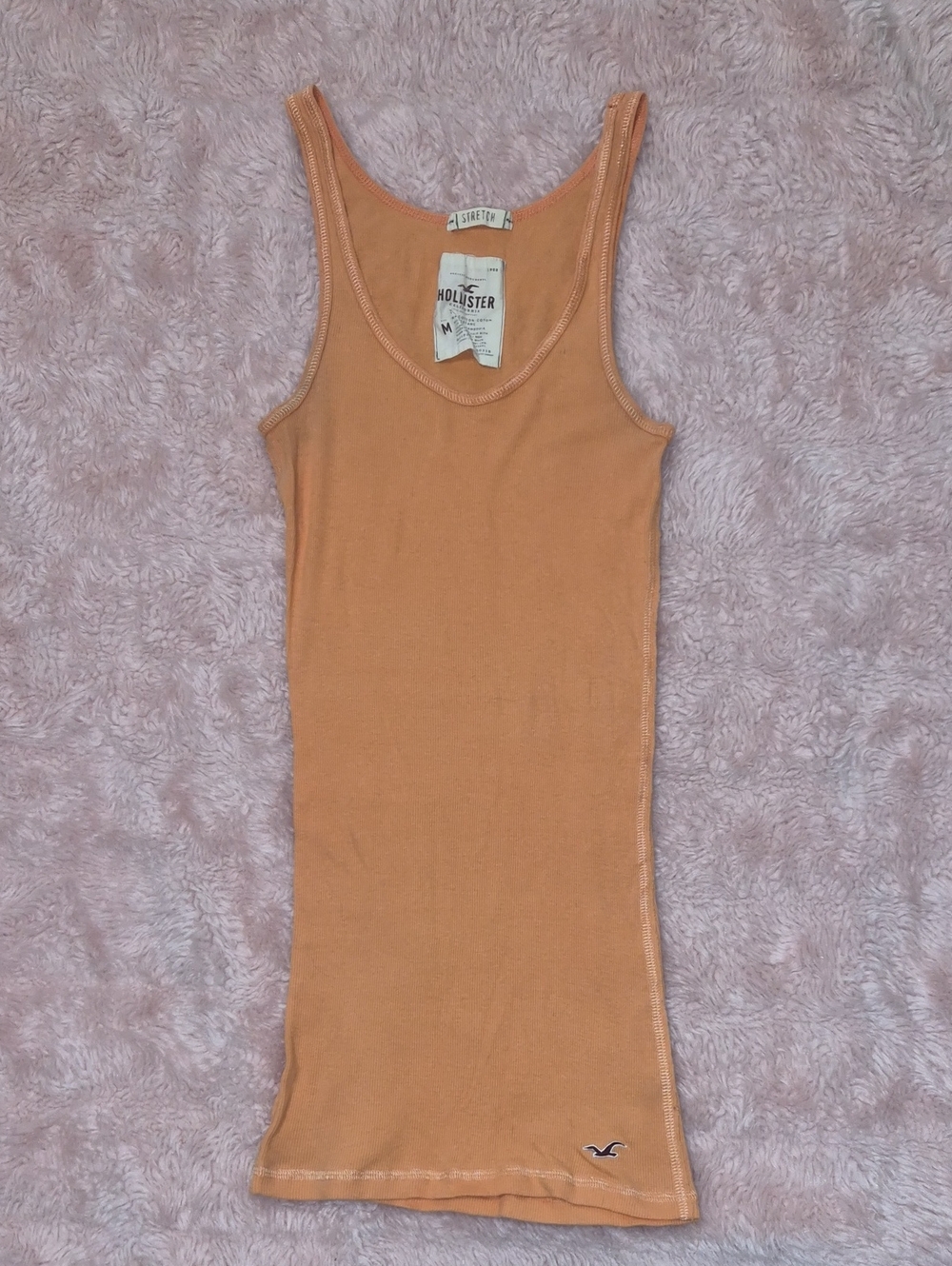 Hollister Slim Ribbed Tank Top in Peach-Orange